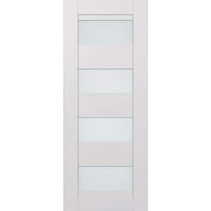 Della 30 in. W x 80 in. No Bore 4-Lite Solid Core Frosted Glass Bianco Noble Finished Wood Composite Interior Door Slab