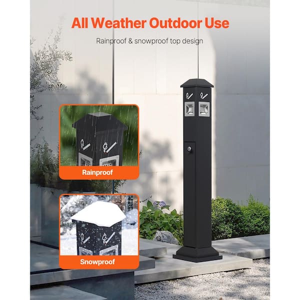 cigarette butt collector VEVOR Cigarette Butt Receptacle, Weatherproof Cigarette Butt Container,  Black, Stainless Steel, Freestanding, Outdoor Ashtray SYYHTLSKZFTTQ80S0V0