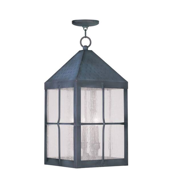 Livex Lighting Providence 4-Light Hanging Outdoor Hammered Charcoal Incandescent Lantern