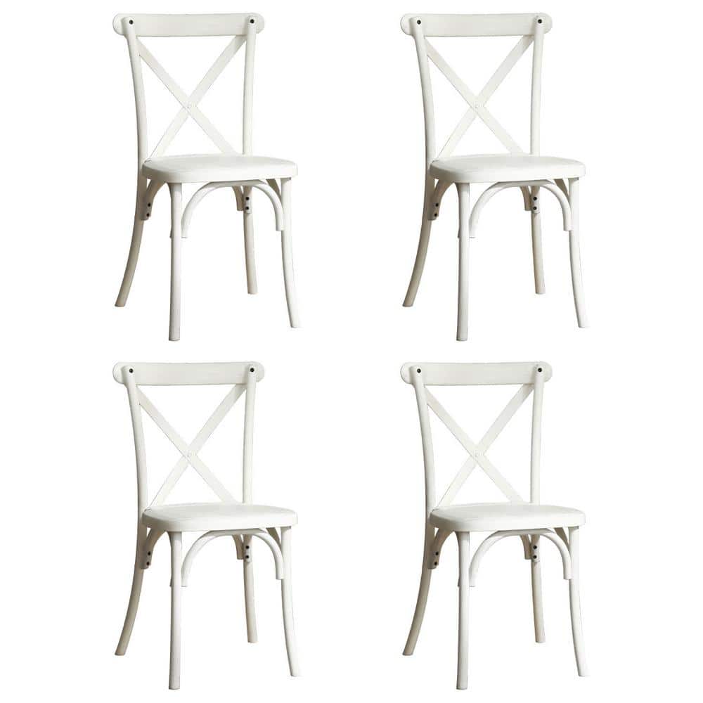 Resin X-Back Outdoor/Indoor Dining Chair in Lime White, Retro Design (4-Pac
