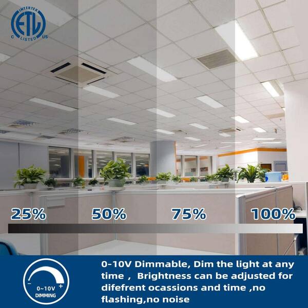 Honbei 2 ft. x 4 ft. 7800 Lumens Integrated LED Panel Light, 5000K LED Light Fixture ETL Listed Recessed EdgeLit Light (2-Pack)