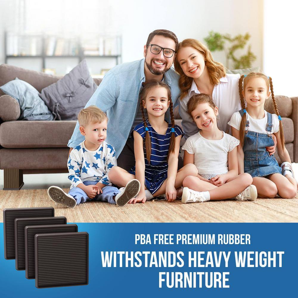 Brown 5" x 5" Non-Slip Rubber Furniture Pads, 4 Pack