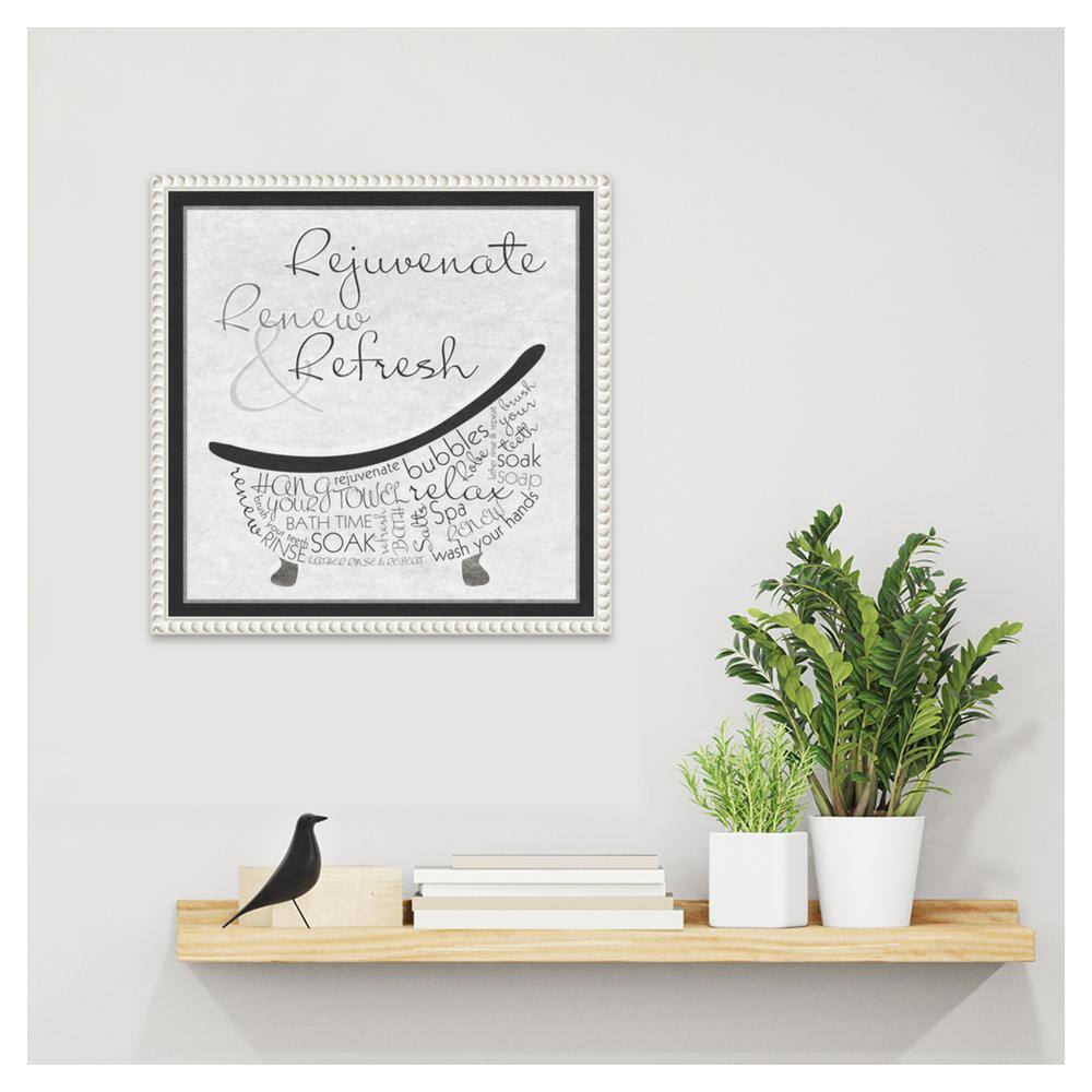 Rejuvenate Renew Refresh Beaded White Canvas Wall Art