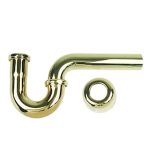 Brass P-Trap Assembly with Box Escutcheon and 1-1/2 in. O.D. J-Bend in Polished Brass