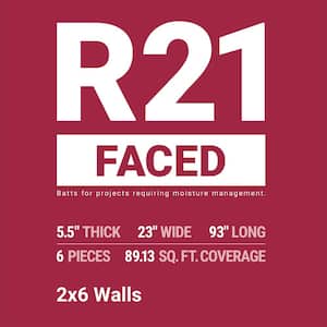 R-21 Kraft Faced Fiberglass Insulation Batt 23 in. x 93 in. (10-Bags)