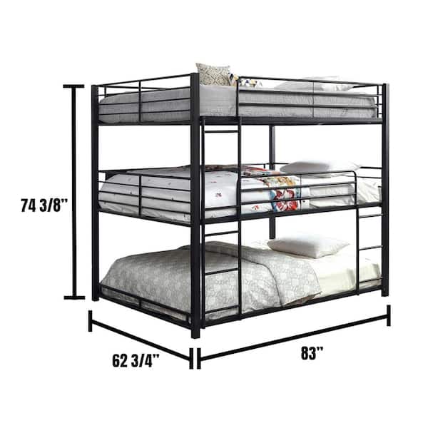 William's Home Furnishing Olga I Queen Triple Decker Bed in Sand Black