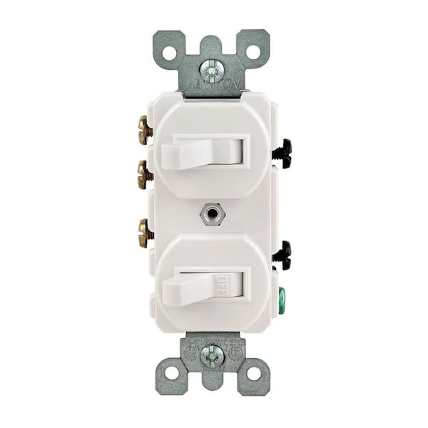 Leviton 15 Amp Duplex Style Single-Pole / 3-Way AC Combination Toggle Light Switch, White