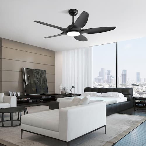 48 in. Integrated LED Indoor Black Ceiling Fan Lighting with 5 ABS Blades Ceiling Fans With Lights
