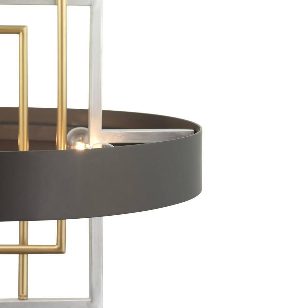 Adagio Modern 6-Light Circular Matte Black Pendant with Geometric Accents