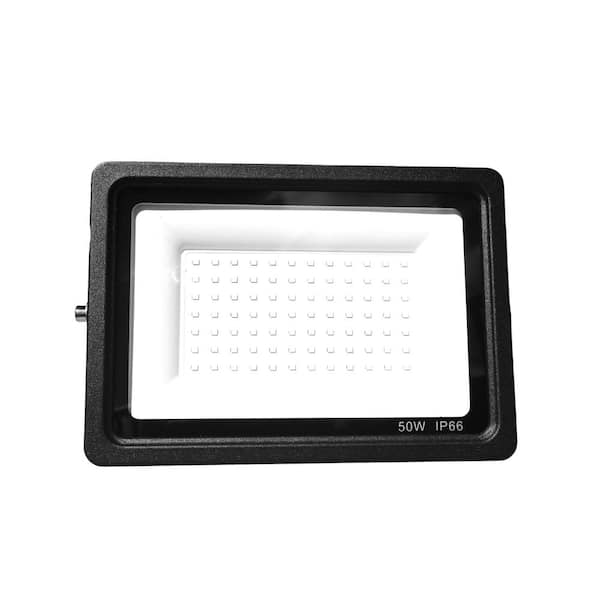 350-Watt Equivalent Integrated Black Outdoor LED Flood Light, 6000 Lumens, Security Light