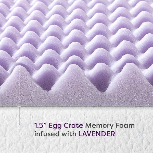 3 in. Full Egg Crate Memory Foam Mattress Topper with Lavender InfuSio