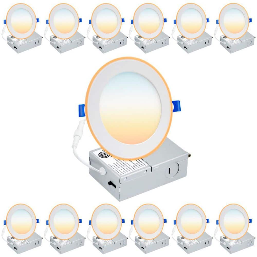 6 in. 2700K/3000K/3500K/4000K/5000K Selectable Canless Dimmable w/Night Light Integrated LED Recessed Light Kit-12PCS price history on PriceWatchPro