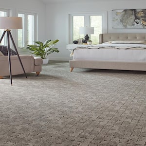 Posh Patterns Sophisticated Gray 37 oz. Polyester Pattern Installed Carpet