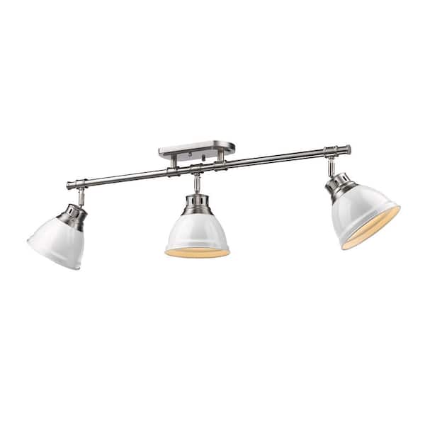 Duncan 3-Light Pewter Semi-Flush Mount with White Shade