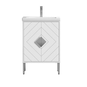 Eileen 23.60 in. W x 18. in D. x 34.25 in. H Bathroom Vanity in White Color with White Acrylic Top