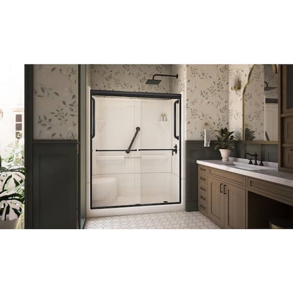 Accessible Living Harmony 60 in. L x 30 in. W x 74 in. H Alcove Right Drain Shower Door Kit in Matte Black