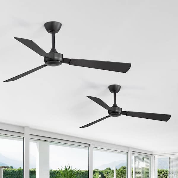 Breezary Mahail 52 in. 2-Packs Indoor/Covered Outdoor 6-Speed Black Ceiling Fan with Remote Included for Bedroom or Living Room