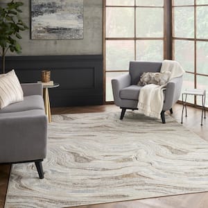 Glam Grey Gold 8 ft. x 10 ft. Abstract Contemporary Area Rug