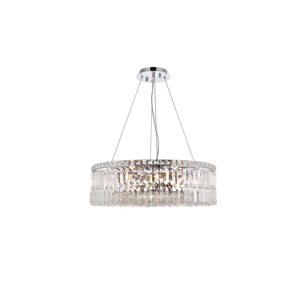 Timeless Home 24 in. L x 24 in. W x 7.5 in. H 12Light Chrome Contemporary Chandelier with Clear