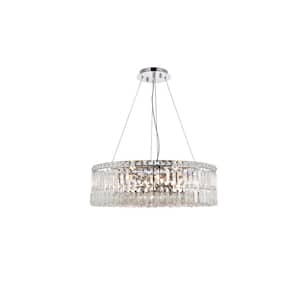 Timeless Home 24 in. L x 24 in. W x 7.5 in. H 12-Light Chrome Contemporary Chandelier with Clear Crystal