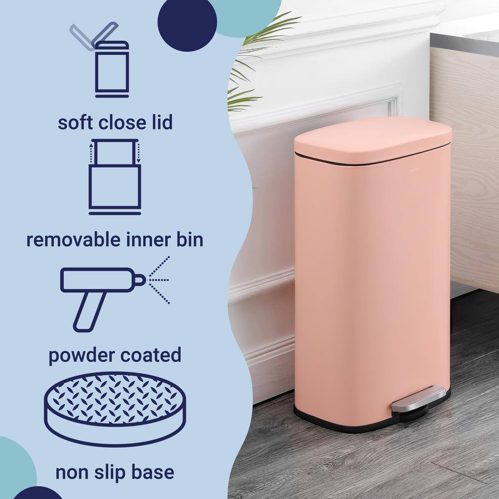 Flamingo Pink Stainless Steel Step-On Trash Can, 8 Gallons