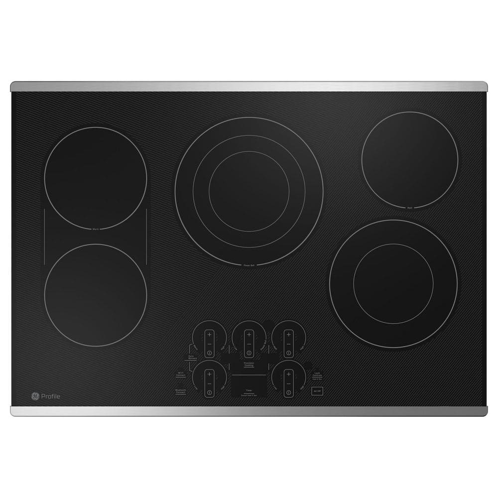 GE Profile 30 in. Smart Radiant Electric Cooktop in Stainless Steel with 5 Elements, Silver