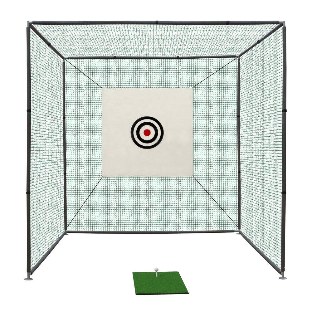 118.11 in. Outdoor Golf Metal Frame Practice Net Cage with Hitting Net Kit