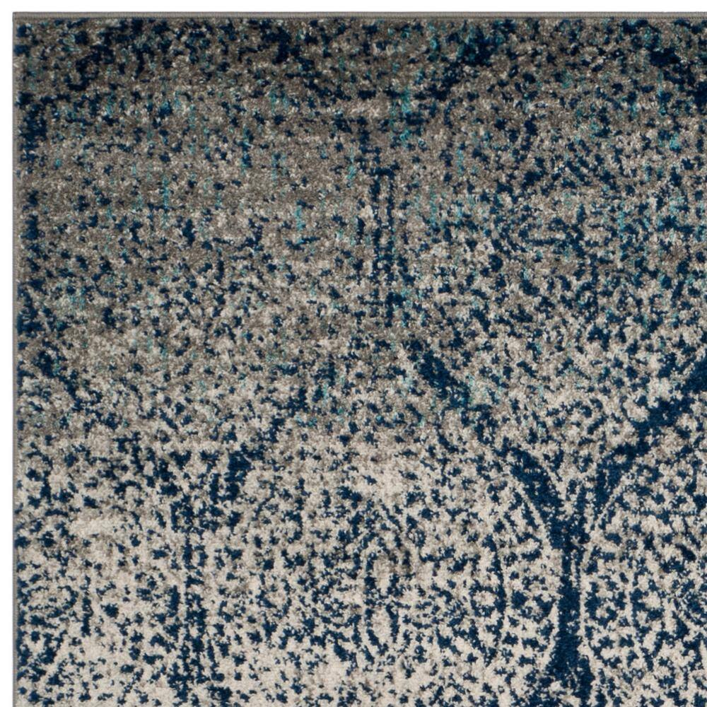 Navy and Silver Damask Square Synthetic Area Rug