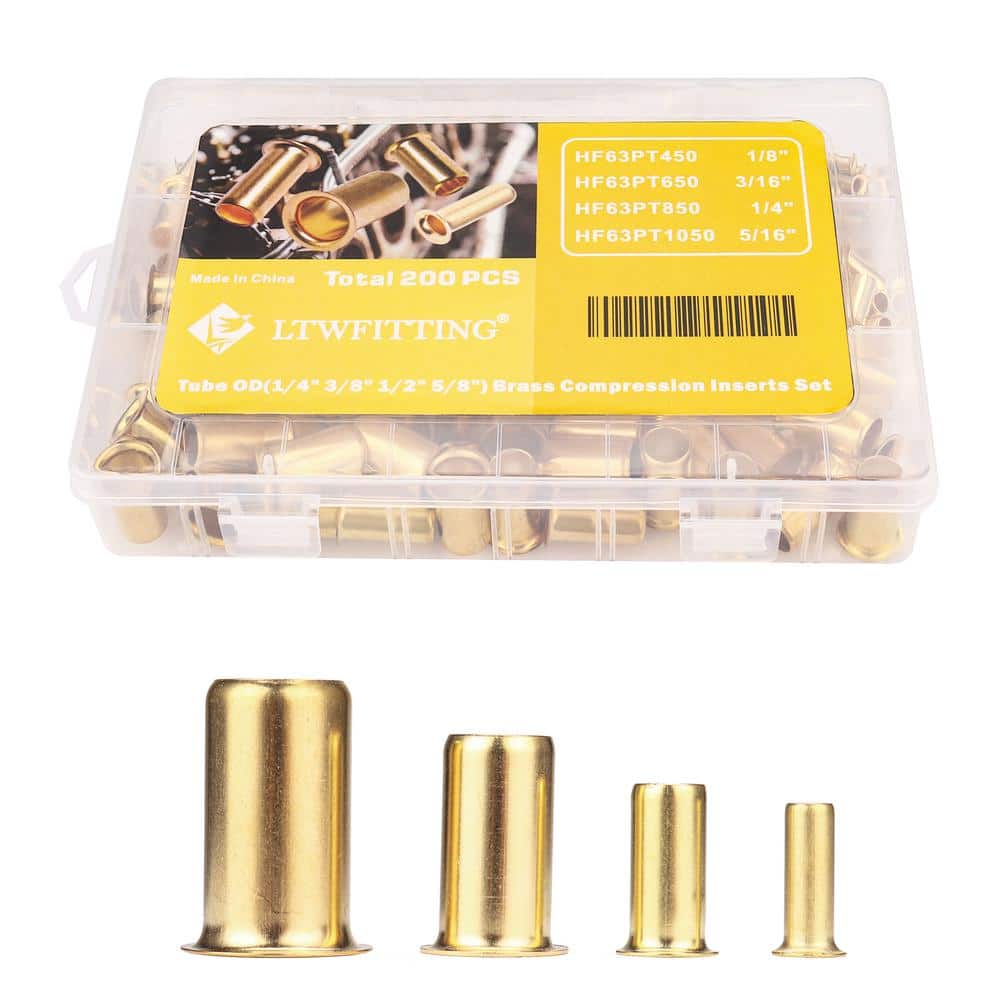 180PCS Compression Fittings Assortment Kit-(1/4In, 3/8In, 5/16In, 1/2In) of Brass  Compression Sleeve Ferrule,Insert&Nuts
