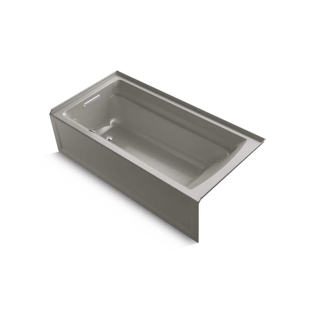 72" White Acrylic Alcove Soaking Bathtub with Left Drain