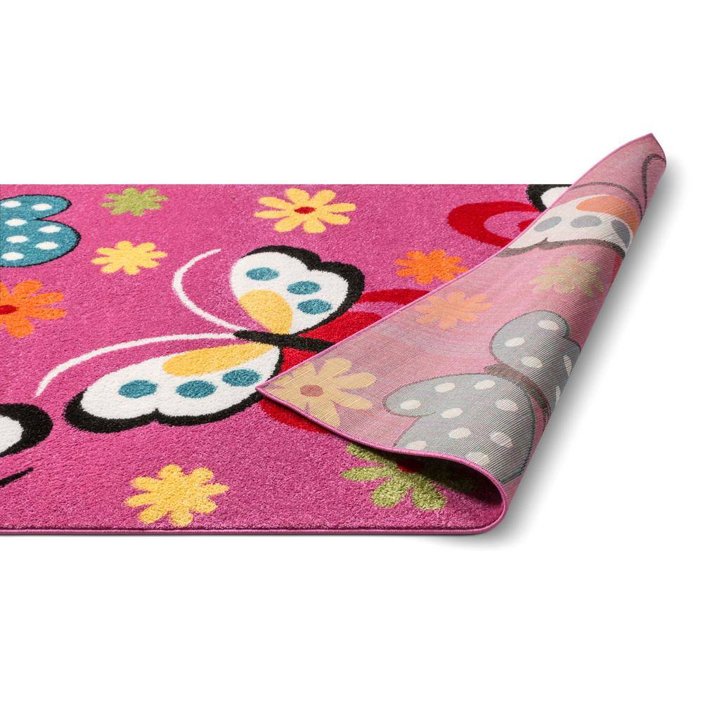 StarBright Pink Geometric Butterfly Kids Area Rug 3'3" x 5'