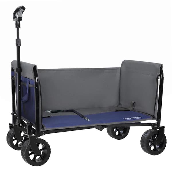 3.5 cu. ft. Steel Folding Utility Wagon Garden Cart with Opened Side (5" Dia. Wheels) in Dark Blue