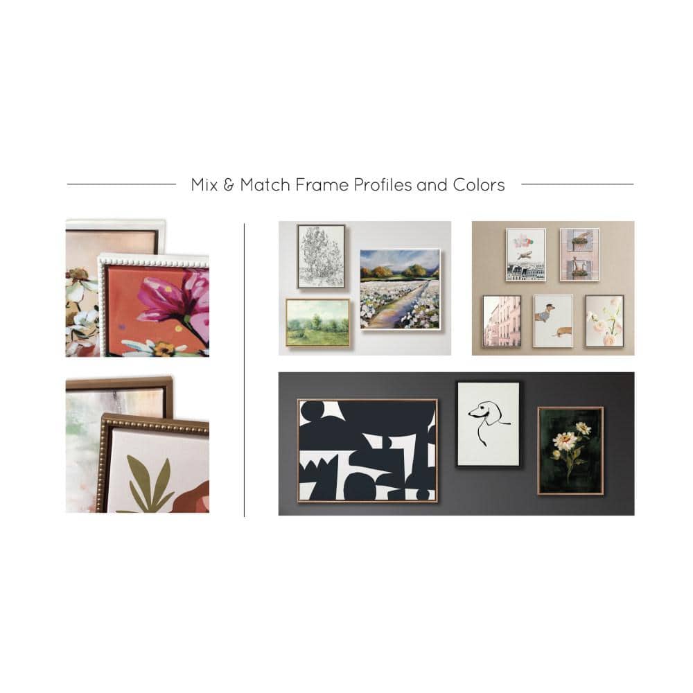 30"x30" White Framed Abstract Colorful Leaves Canvas