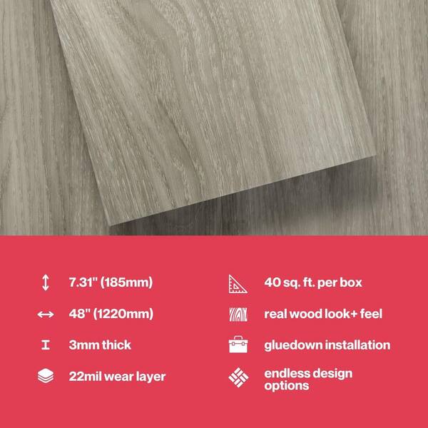 Lucida USA (Sample) Gluecore Silver Grey Gray Wood Look 22-mil Glue Down Luxury Vinyl Plank