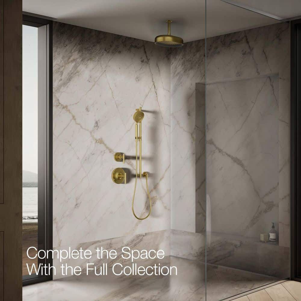 Vibrant Brushed Brass Oval Rain Shower Head with Adjustable Spray
