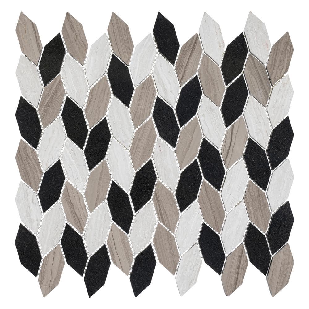 Channing Hazelton Elongated Hex Gray/Brown 12 in. x 12 in. Natural Stone Mo