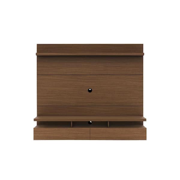 Manhattan Comfort City 72 in. Nut Brown Composite Floating Entertainment Center Fits TVs Up to 70 in. with Wall Panel
