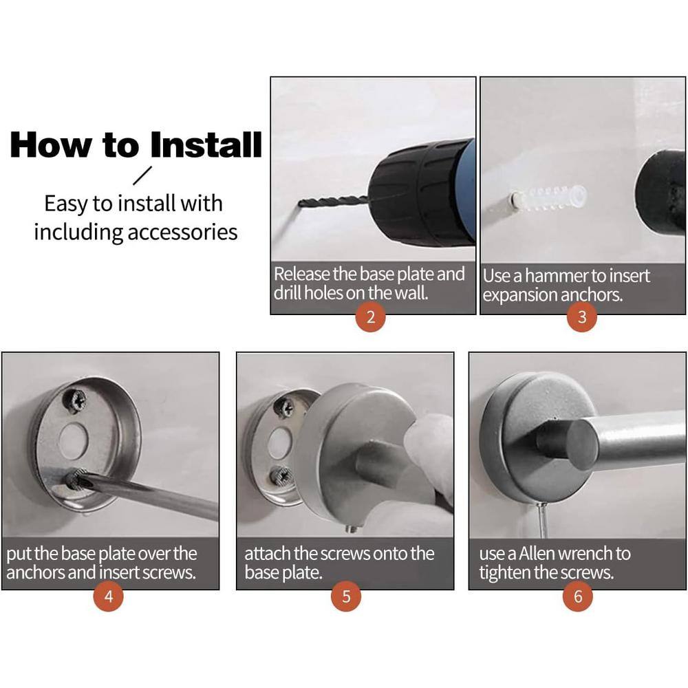 Brushed Nickel 5-Piece Bathroom Hardware Set with Towel Bar and Hooks