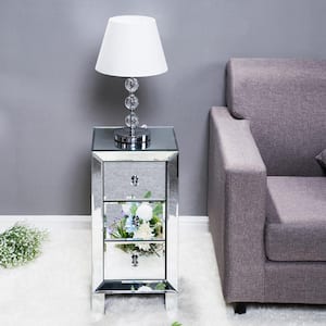 Modern 3-Drawer Sliver Mirrored Nightstand (23.6 in. H x 11.8 in. W x 11.8 in. D)