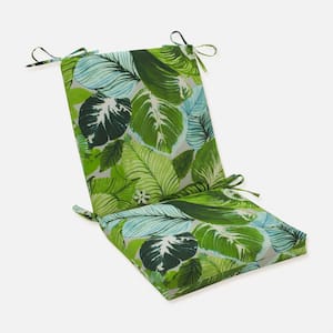 Tropic Botanical 18 in. W x 3 in. H Deep Seat, 1 Piece Chair Cushion and Square Corners in Green/Blue Lush Leaf
