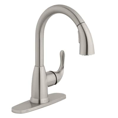 Dylan Single-Handle Pull-Down Kitchen Faucet with TurboSpray and FastMount in Stainless Steel
