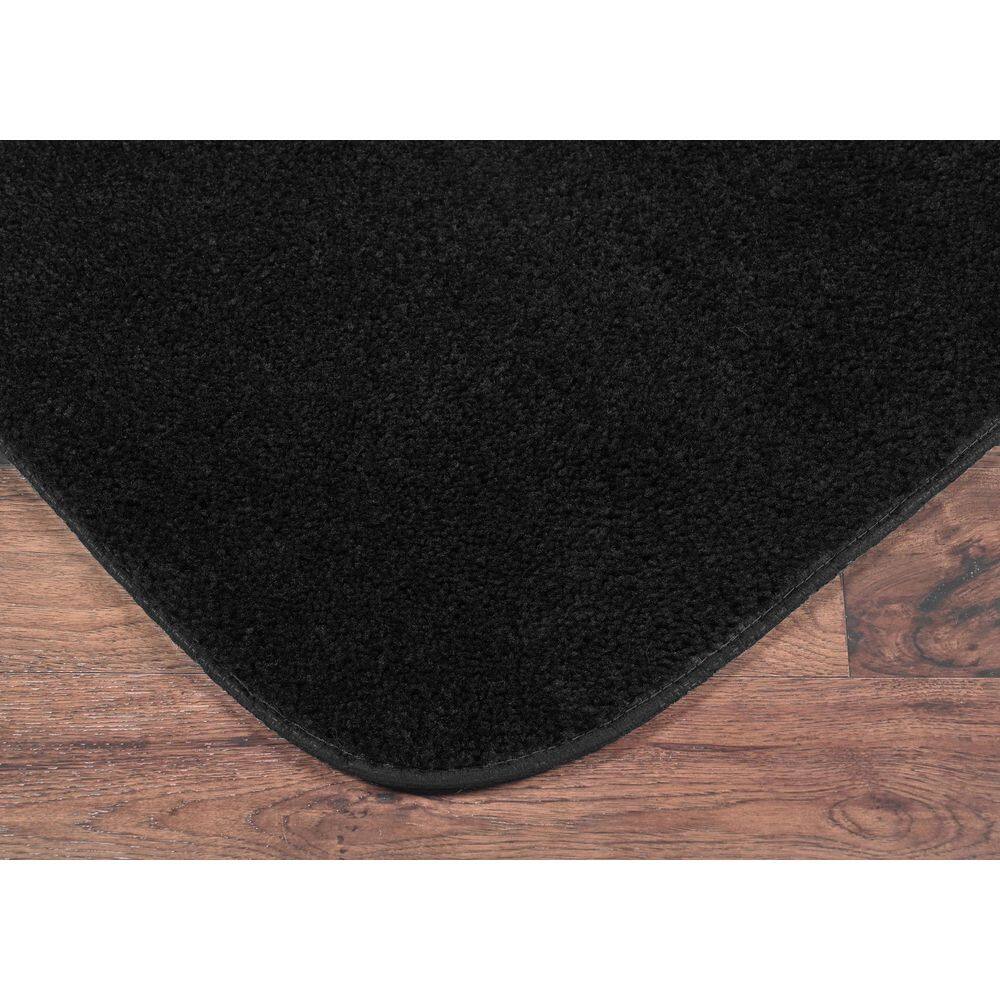 Traditional Black Nylon 2-Piece Washable Bath Rug Set