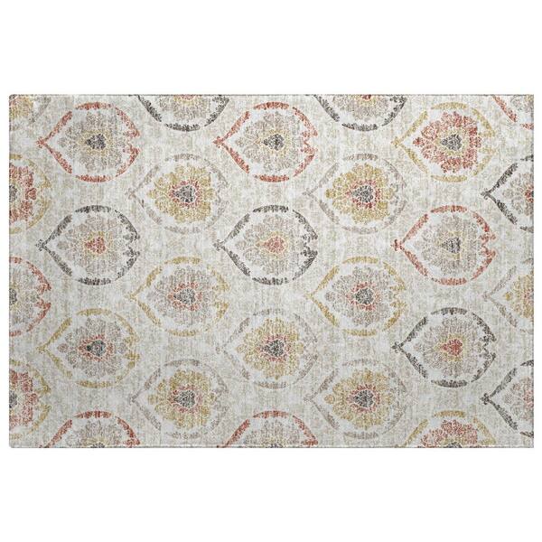 Dream Shag Premium Machine Washable Abstract ADS808 Ivory 3 ft. x 4 ft. Area Rug