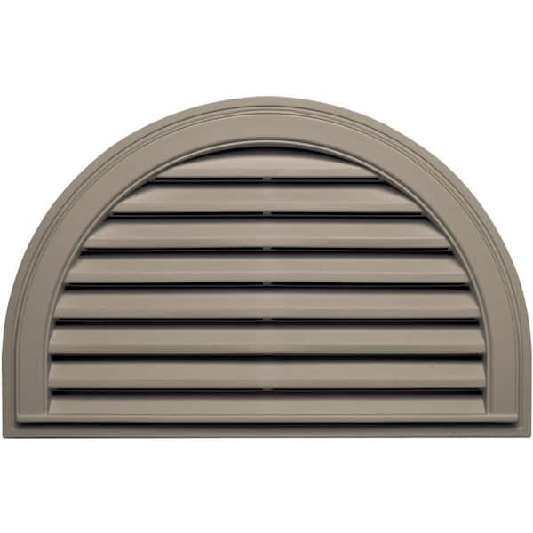 Builders Edge 34.1875 in. x 22.128 in. Half Round Brown/Tan Plastic UV Resistant Gable Louver Vent