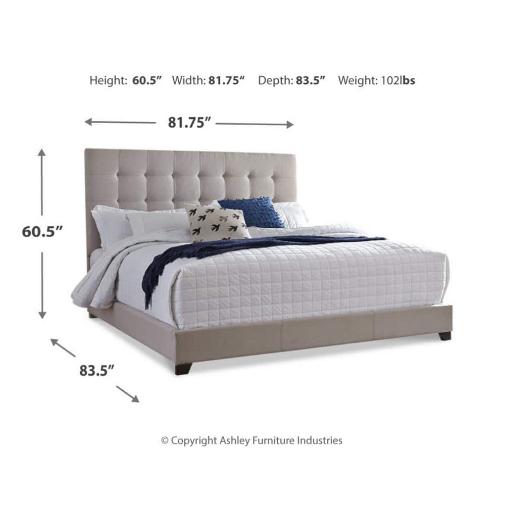 Beige Queen Upholstered Tufted Faux Leather Bed Frame