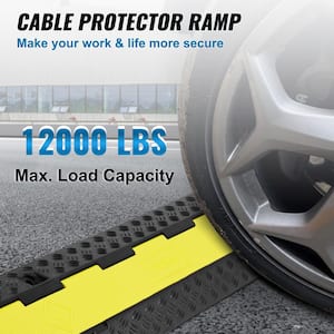 38.58 in. x 9.45 in. Cable Protector Ramp 2 Channel 12000 lbs. Load Raceway Cord Cover Speed Bump for Traffic(3-Pack)