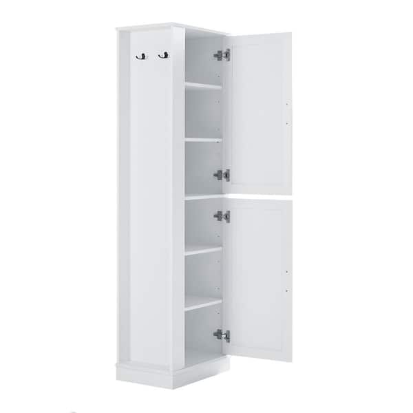 21 in. W x 14 in. D x 68 in. H Bathroom White Linen Cabinet