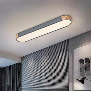 Lumin 38 in. 1-Light Gray Integrated LED Flush Mount Minimalist Long Oval Ceiling Light