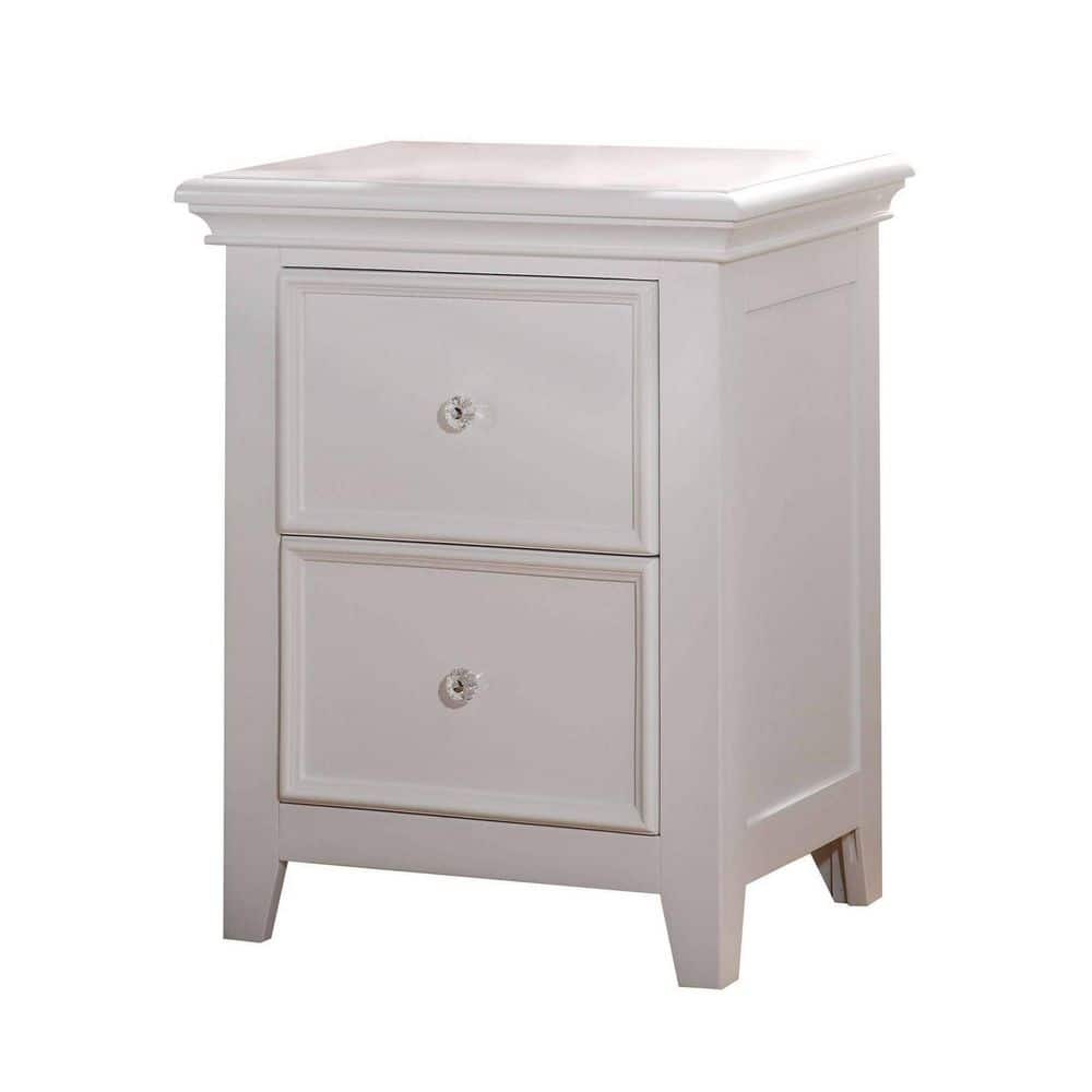 White 2 Drawer 22 in. W Nightstand