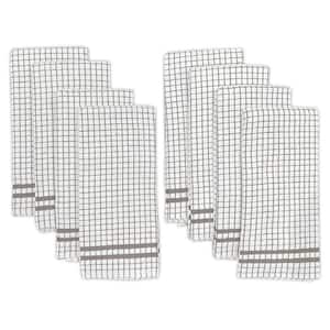 Hampton Grey Checkered Cotton Blend Kitchen Towel Set of 8